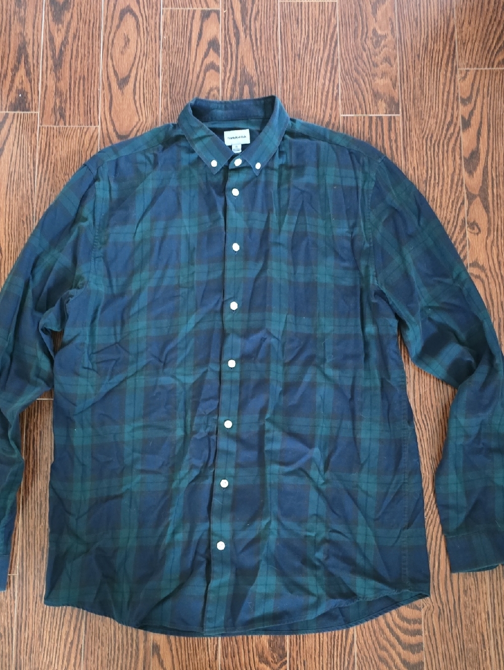 Frank & Oak Green and Blue Plaid Button-Down Shirt